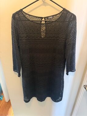 Tildon Black Crochet Lace Tunic